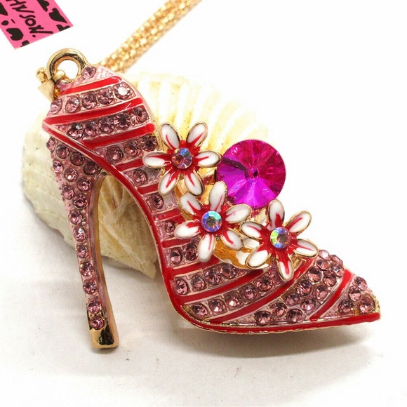Betsey Johnson Jewelry - Betsey Johnson 3D Pink High Heel Shoe Necklace NEW